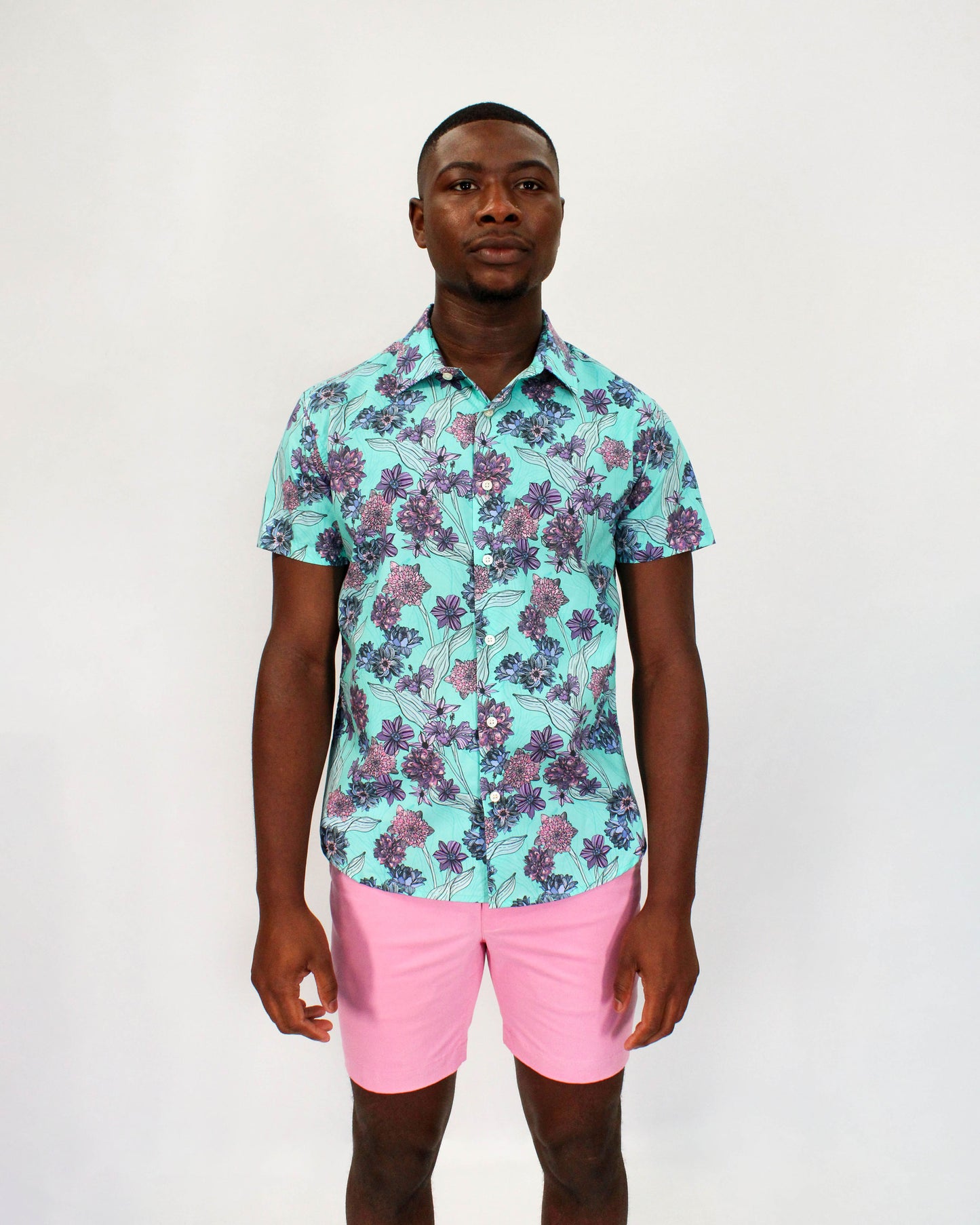 SCOTT OCEAN FLORAL SHIRT IN LAGOON