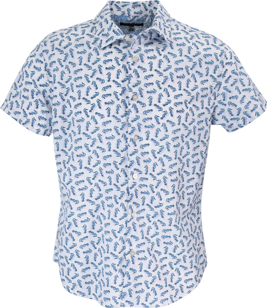 SCOTT SWIMMING SEAHORSES SHIRT IN WHITE