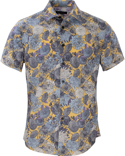 Scott Mums Floral Yellow Shirt