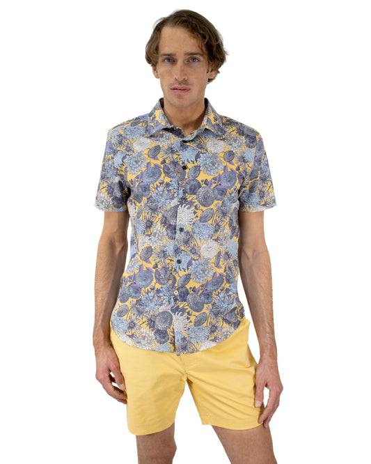 Scott Mums Floral Yellow Shirt