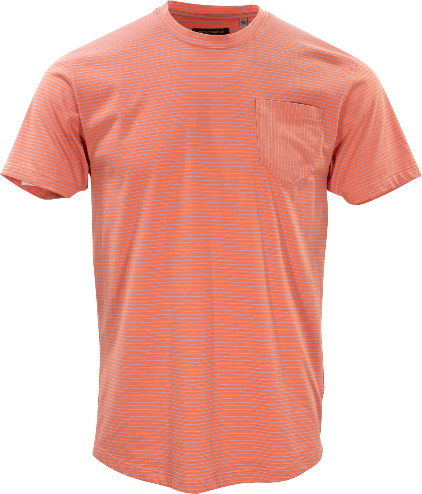 Tate Coral & Blue Stripe Crew Neck Tee