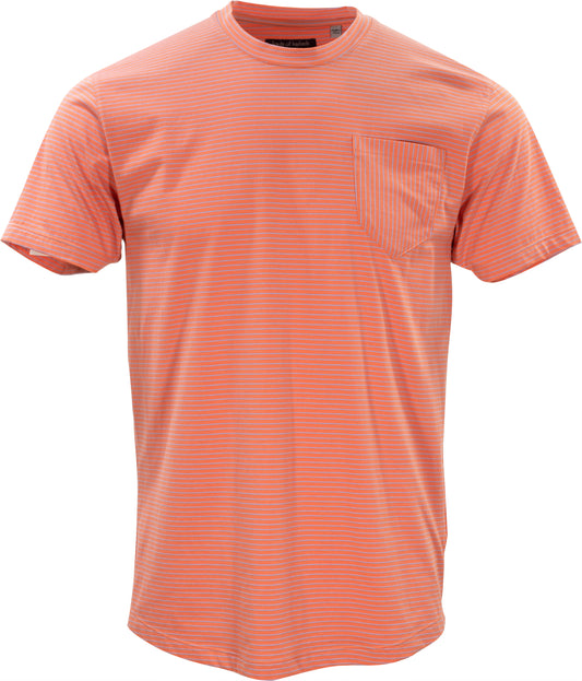 Tate Coral & Blue Stripe Crew Neck Tee