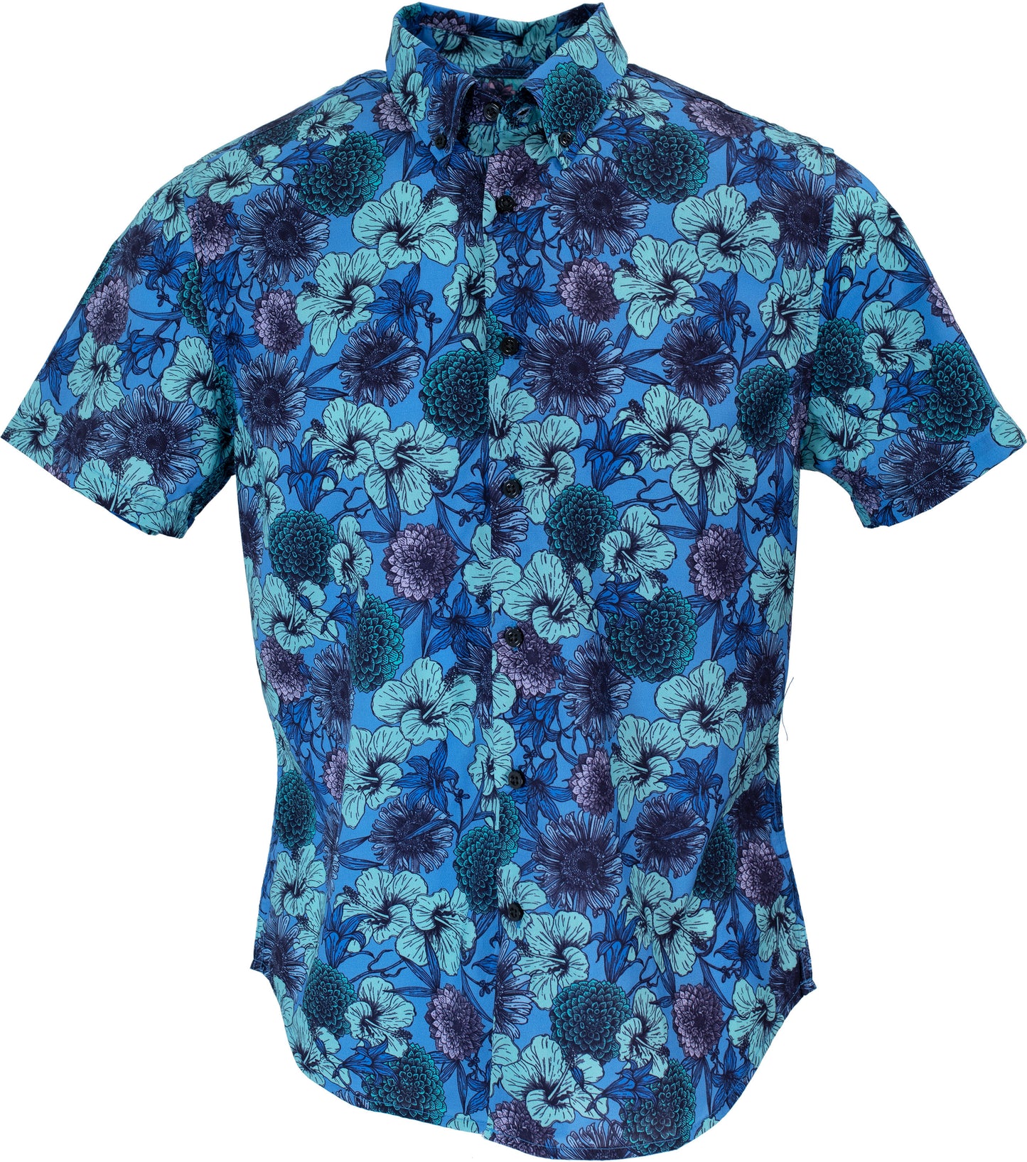 TIM HIBISCUS GARDEN SHIRT IN BLUE