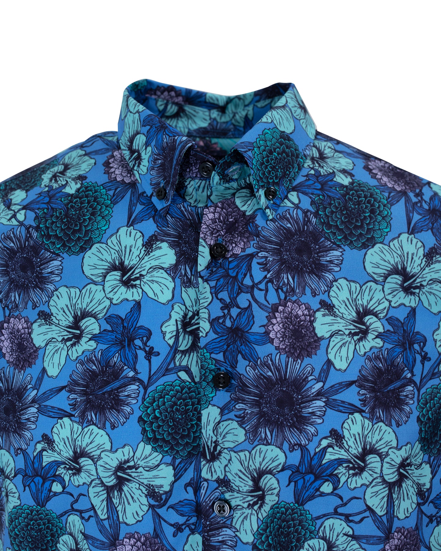 TIM HIBISCUS GARDEN SHIRT IN BLUE