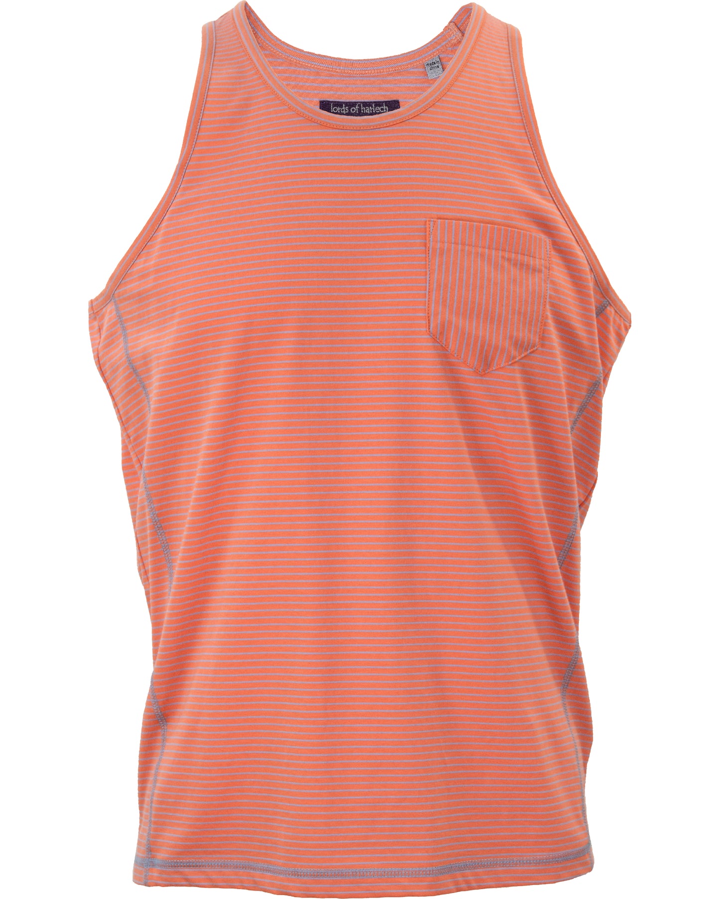 Tristan Tank Coral and Blue Stripe