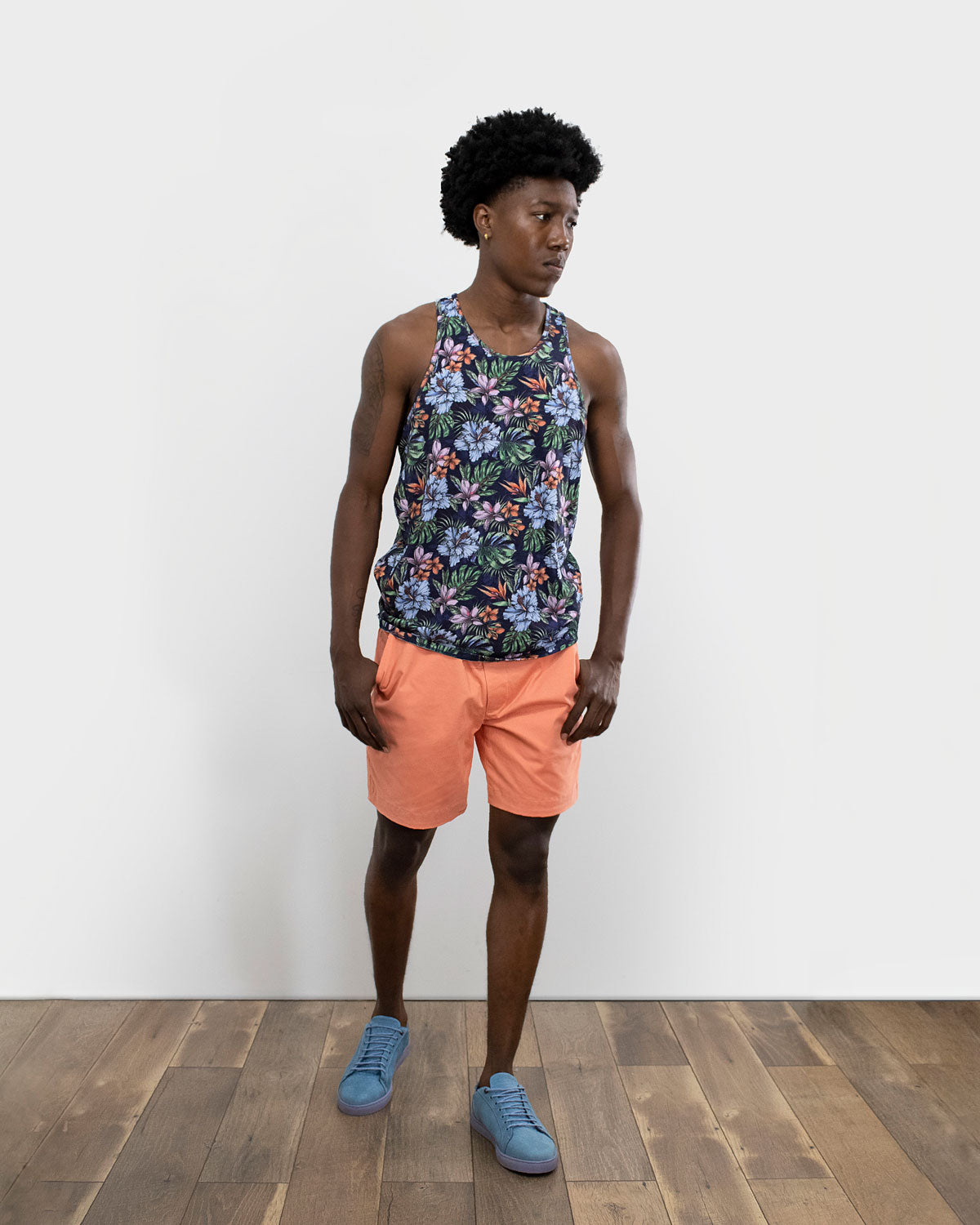 TEDFORD TANK COLORFUL FLORAL NAVY