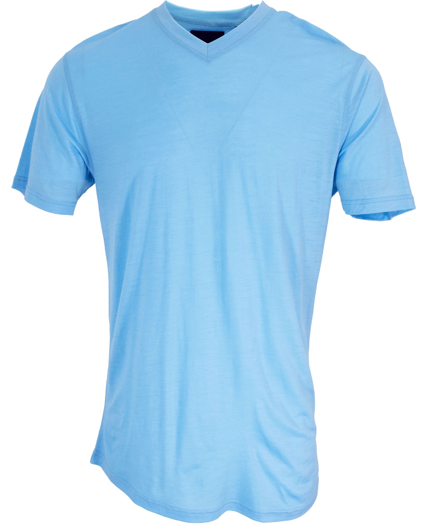 VICTOR V-NECK MERINO SHIRT IN BLUE