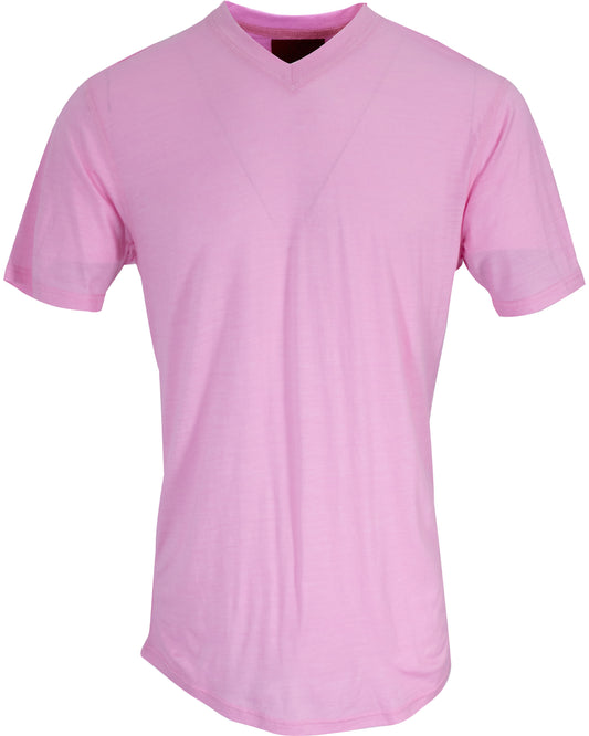 VICTOR V-NECK MERINO SHIRT - PINK