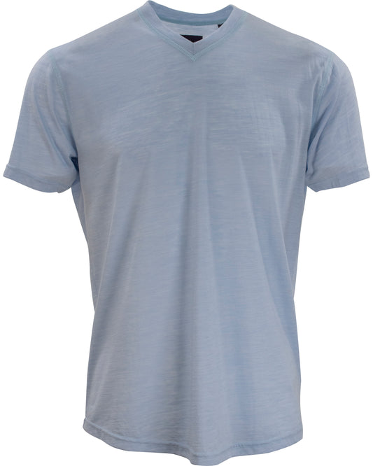 VICTOR V-NECK MERINO SHIRT - SKY