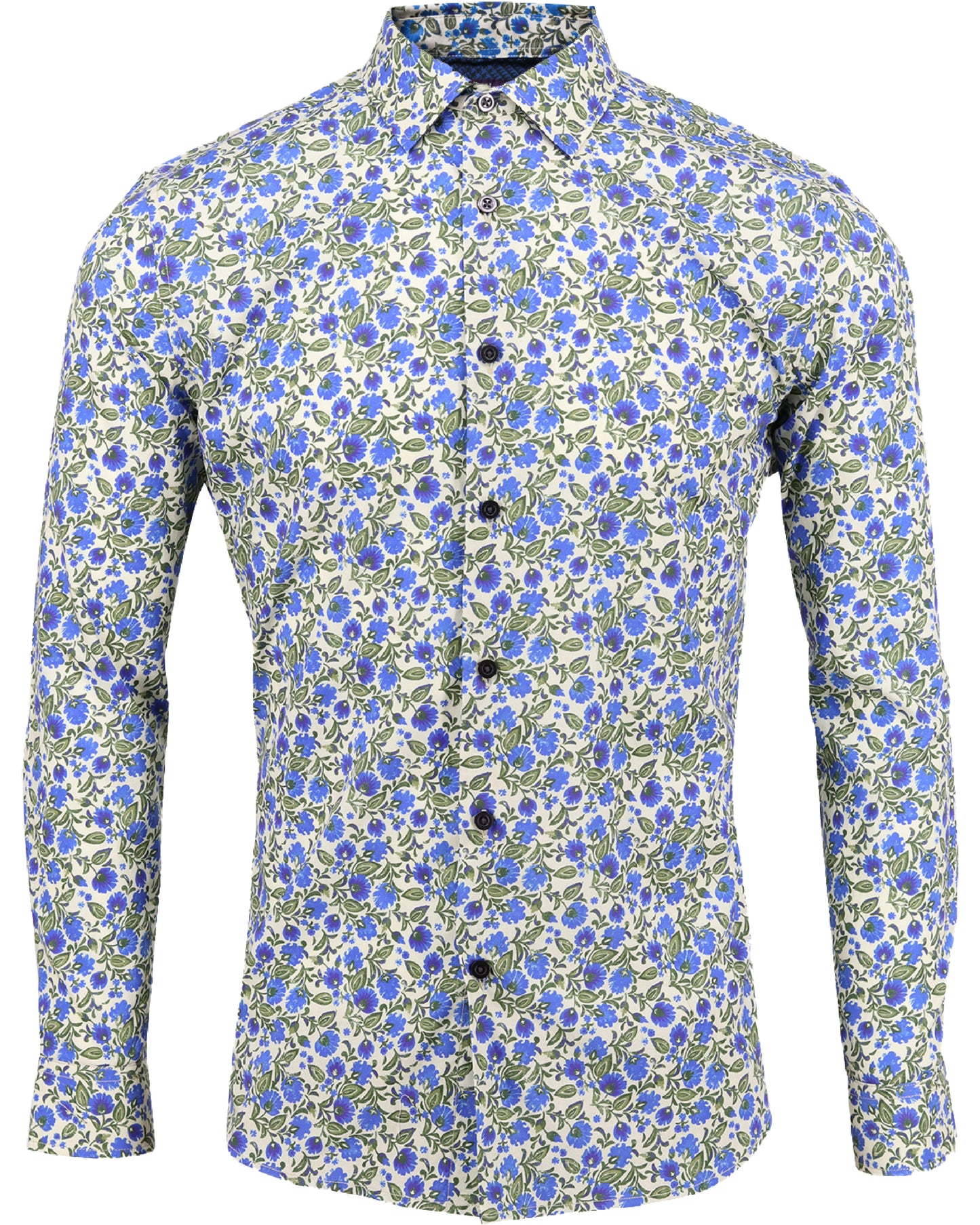 Nigel Floral Stone Blue Shirt